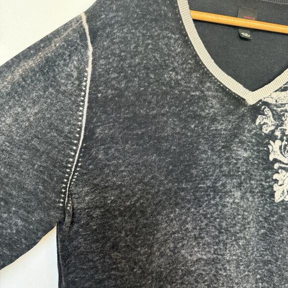 J Ferrar Mens Lightweight Fleur De Lis Sweater Size XL Cotton Preppy Grunge Ligh - Picture 5 of 11